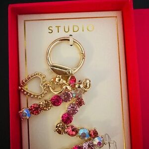 Studio M Letter Gold Multicolor Keychain Purse Charm HolderSparkly Rhinestone